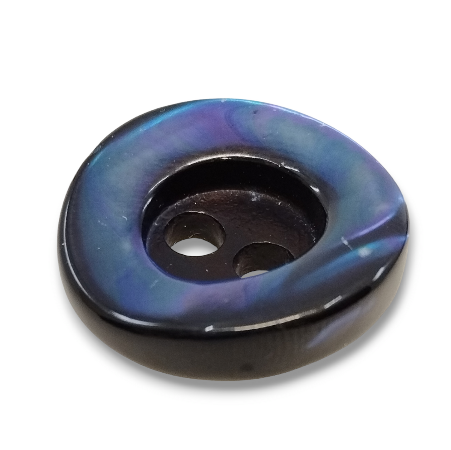 Two-hole mother-of-pearl buttons.