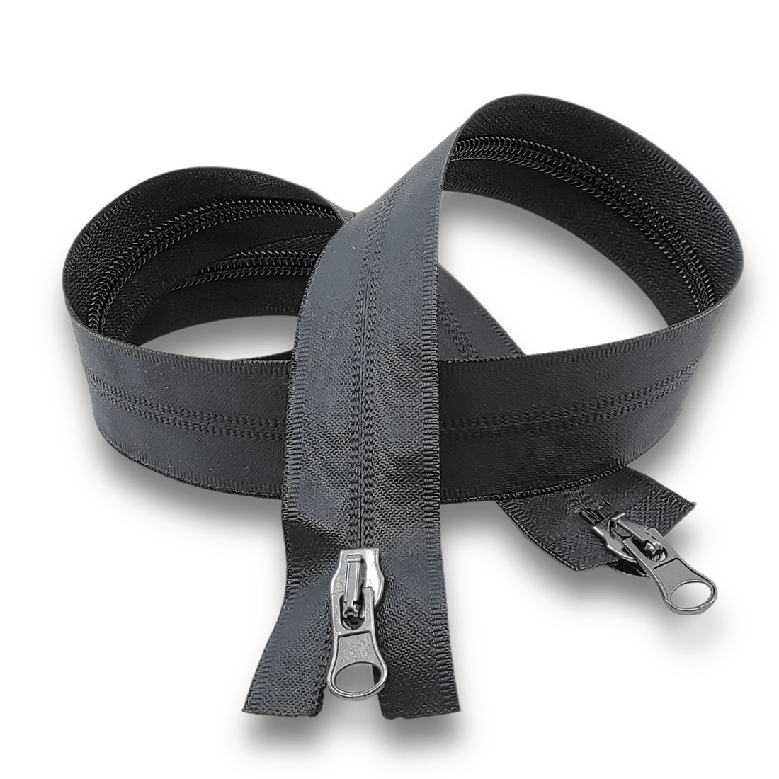 Chiusura lampo divisibile impermeabile nero spirale invisibile nylon doppio cursore dark nickel 85 cm x 6 mm – bijoux artigia