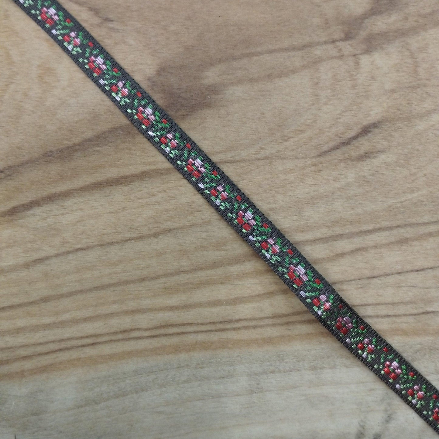 Galloncino marrone con fiorellini - Merceria Rispoli