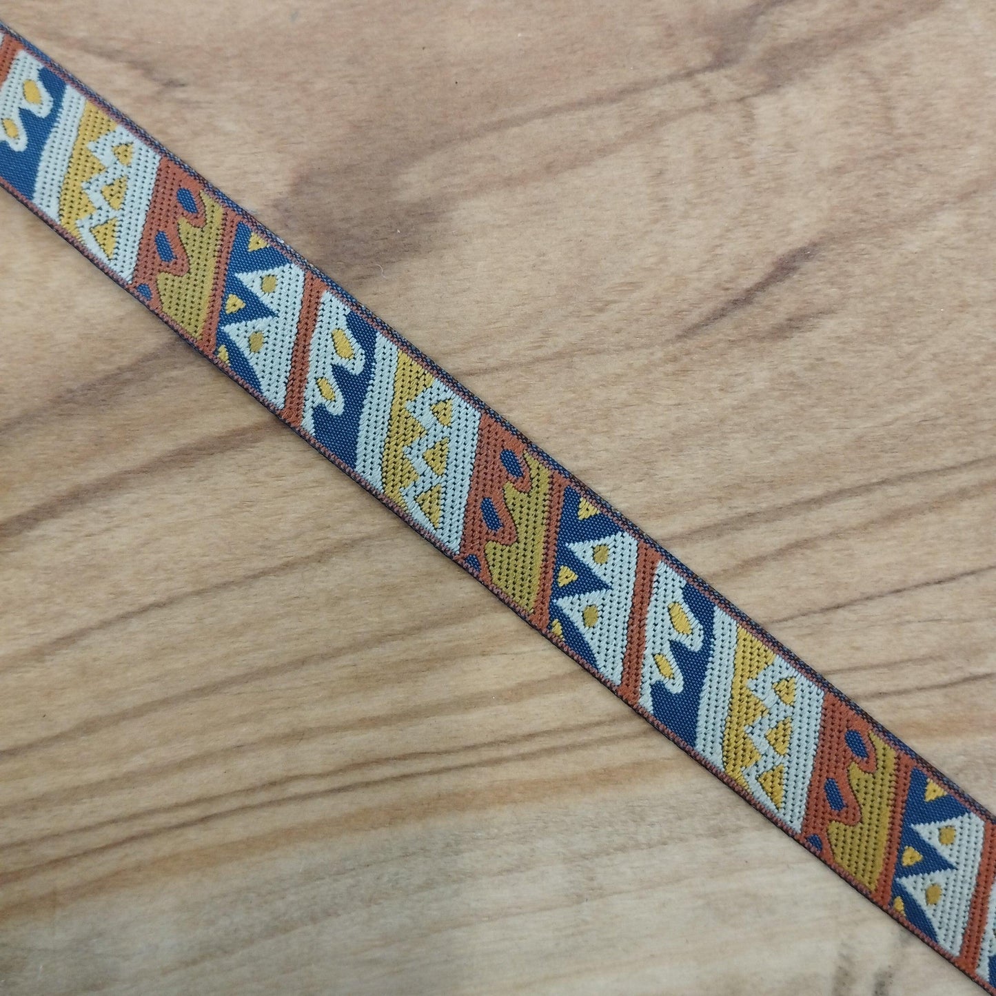 Gallone blu/senape/giallo con motivi geometrici - Merceria Rispoli