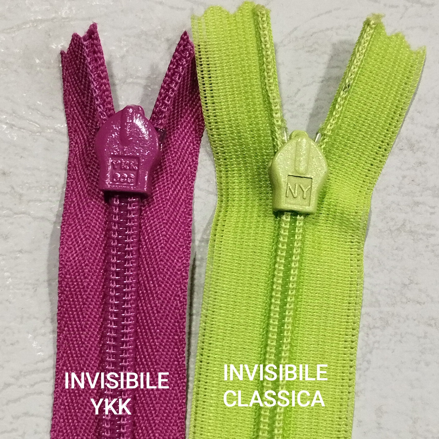 Chiusura lampo invisibile fissa YKK resistente altissima qualità – bijoux artigianali Merceria Rispoli