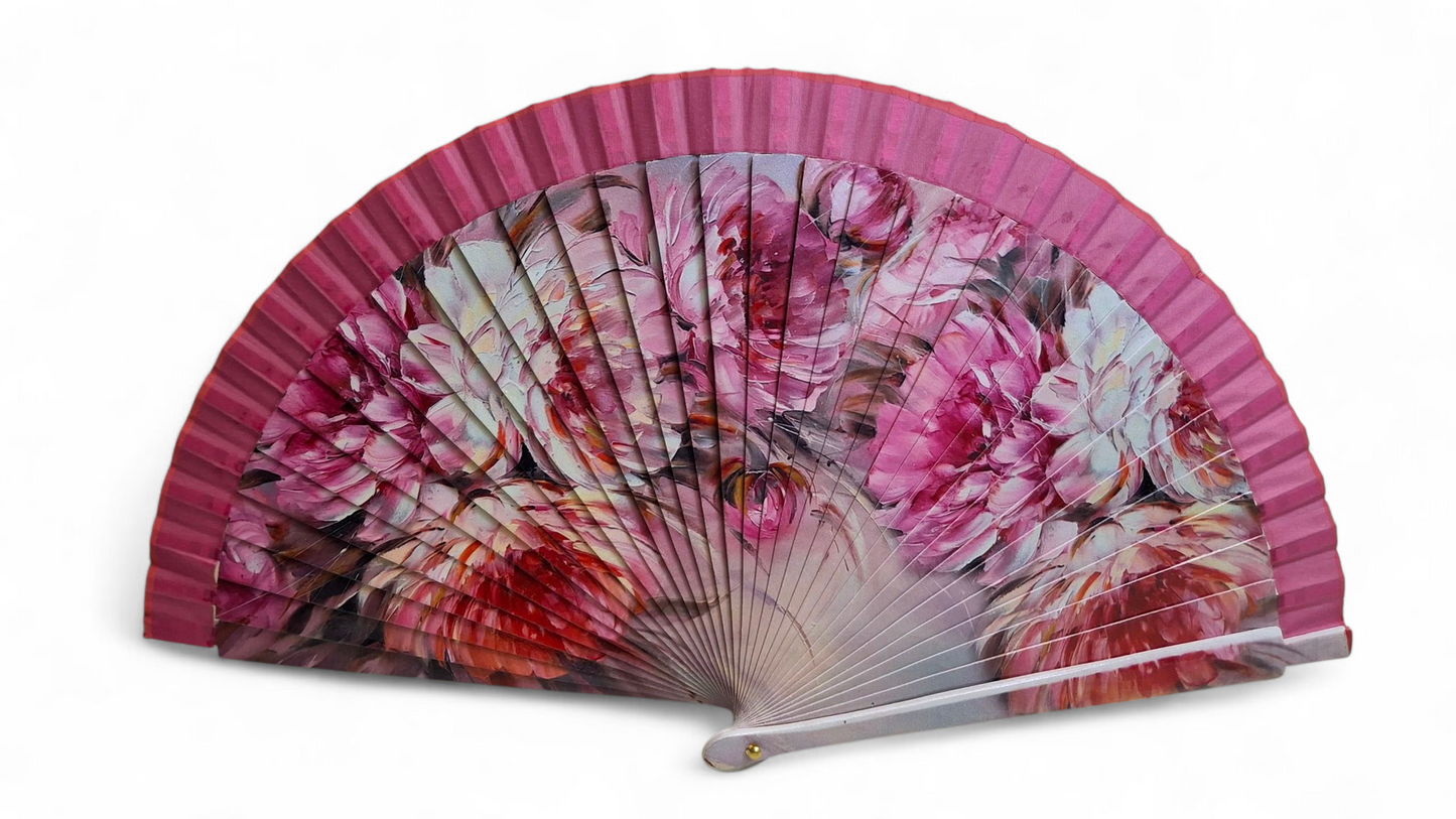 Ventaglio in legno e stampa digitale con motivi floreali. Apertura 42 cm. #6034/1 – bijoux artigianali Merceria Rispoli