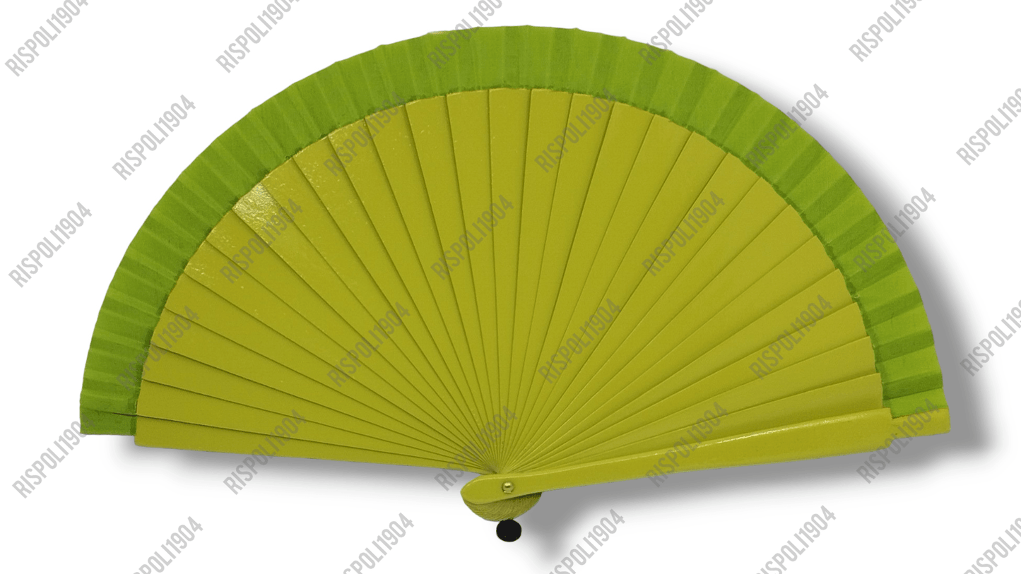 Ventaglio in legno da borsetta, tinta unita. Apertura 34 cm. #6004-lime - Merceria Rispoli