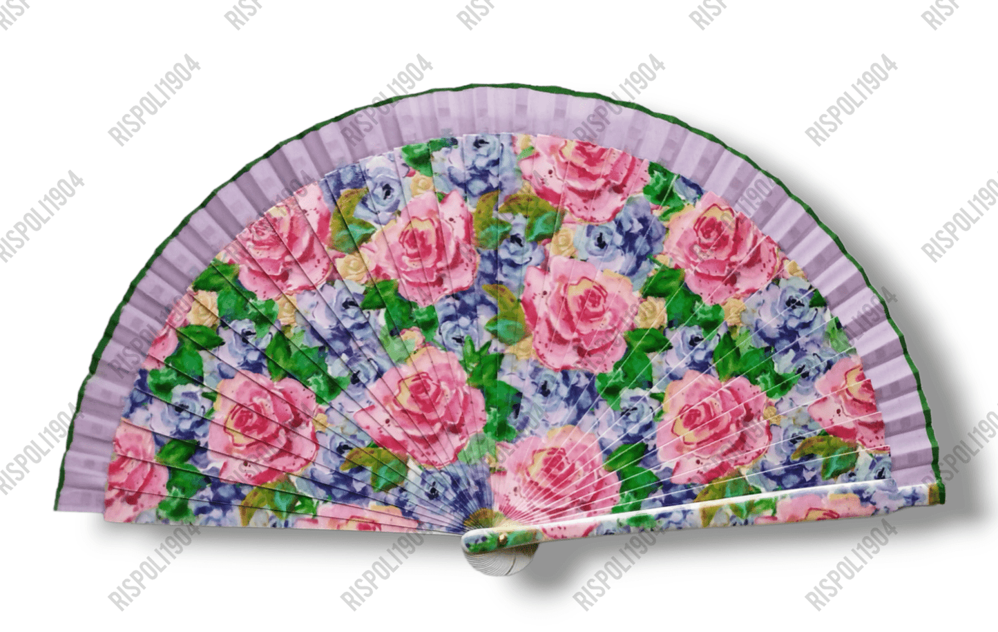 Ventaglio in legno stampa digitale tema floreale. Apertura 42 cm. #6012-6 - Merceria Rispoli