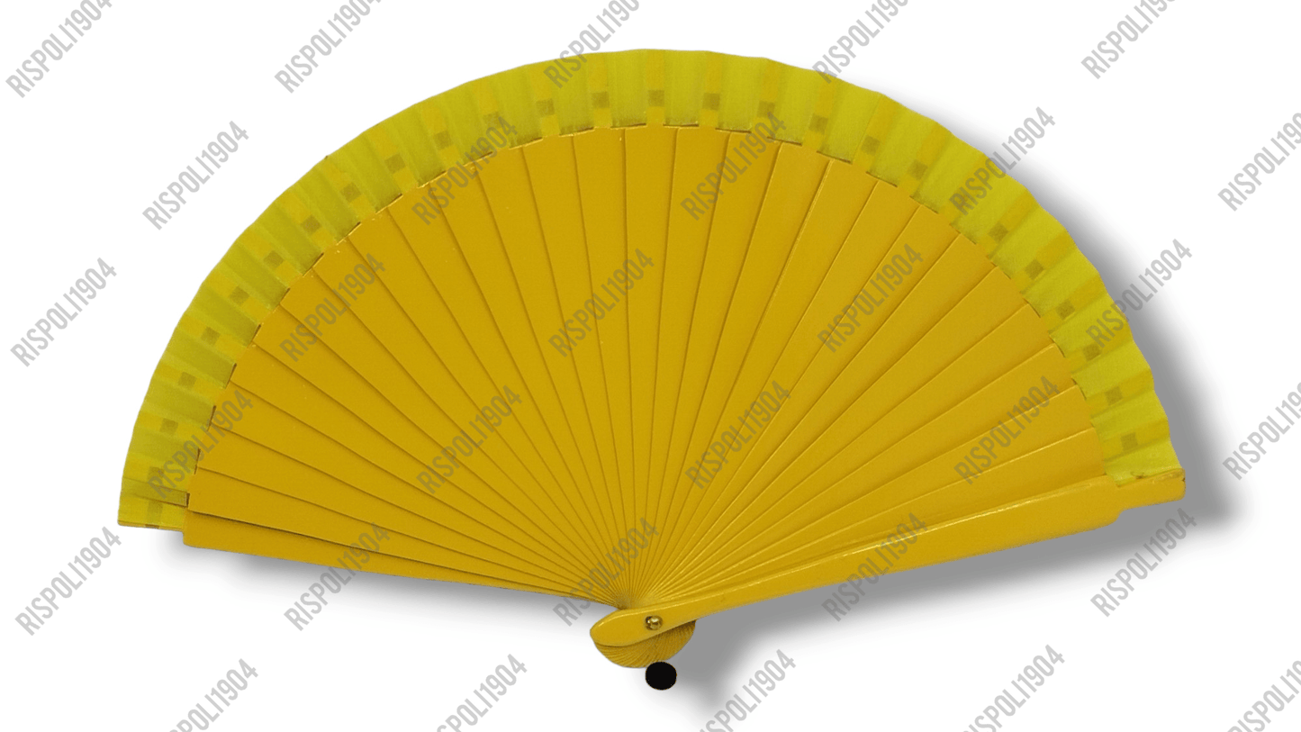 Ventaglio in legno da borsetta, tinta unita. Apertura 34 cm. #6004-giallo - Merceria Rispoli