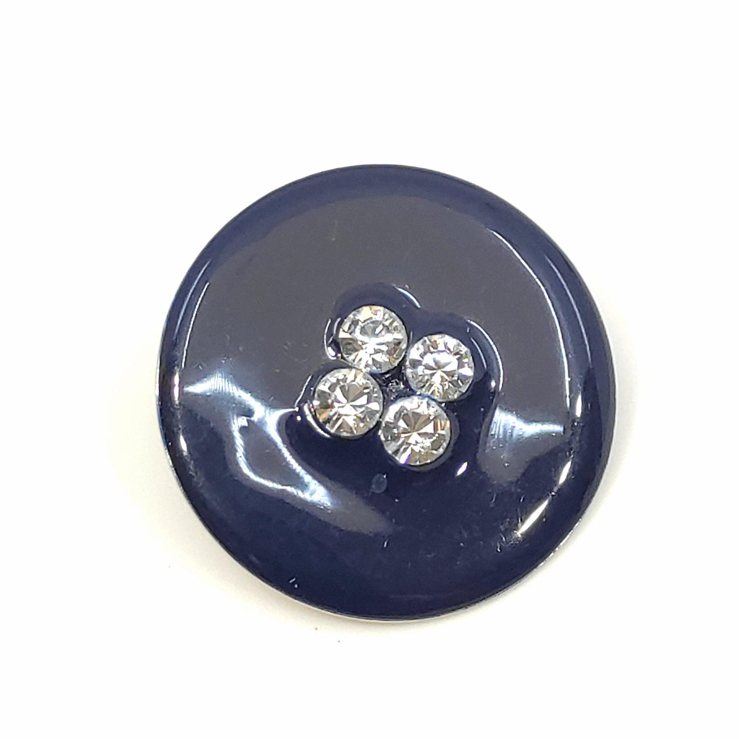 Bottone tondo in metallo smaltato con decoro in strass #010 - Merceria Rispoli