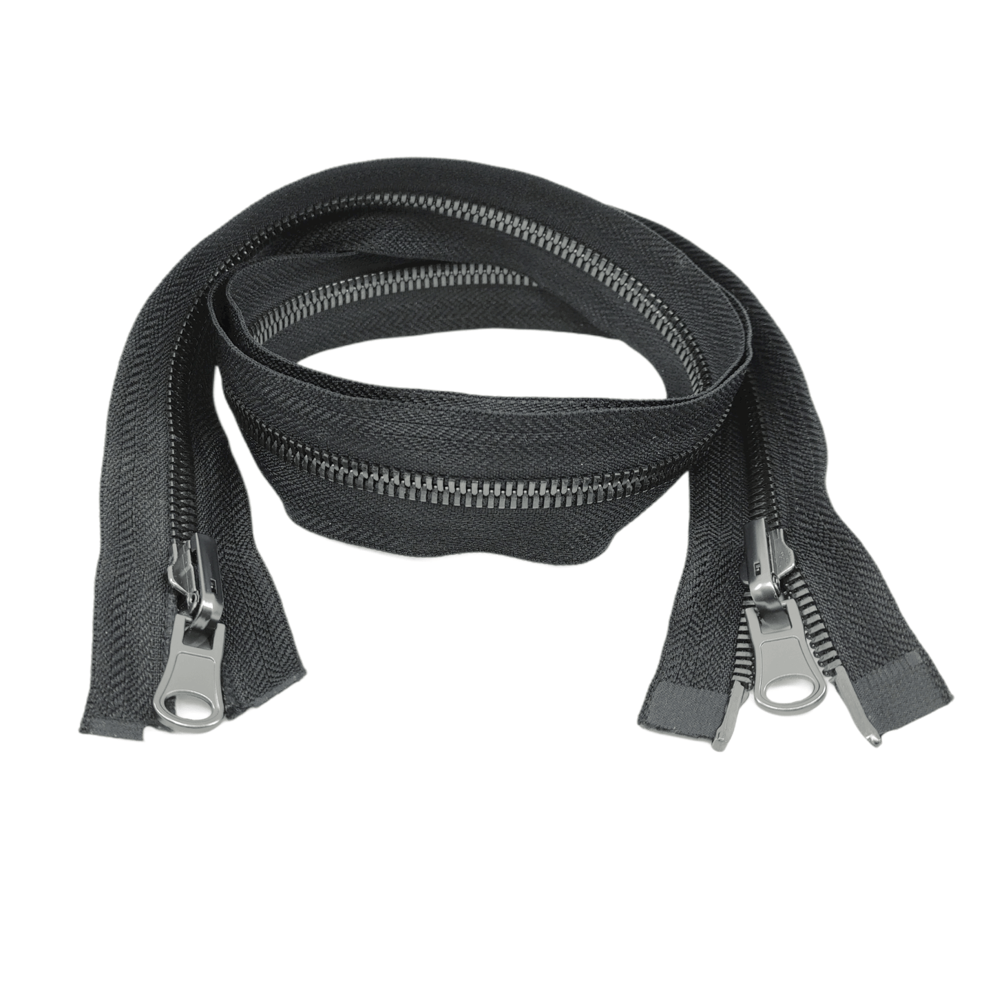 Chiusura lampo metallo spazzolato divisibile doppio cursore nero/brunito double face - Merceria Rispoli