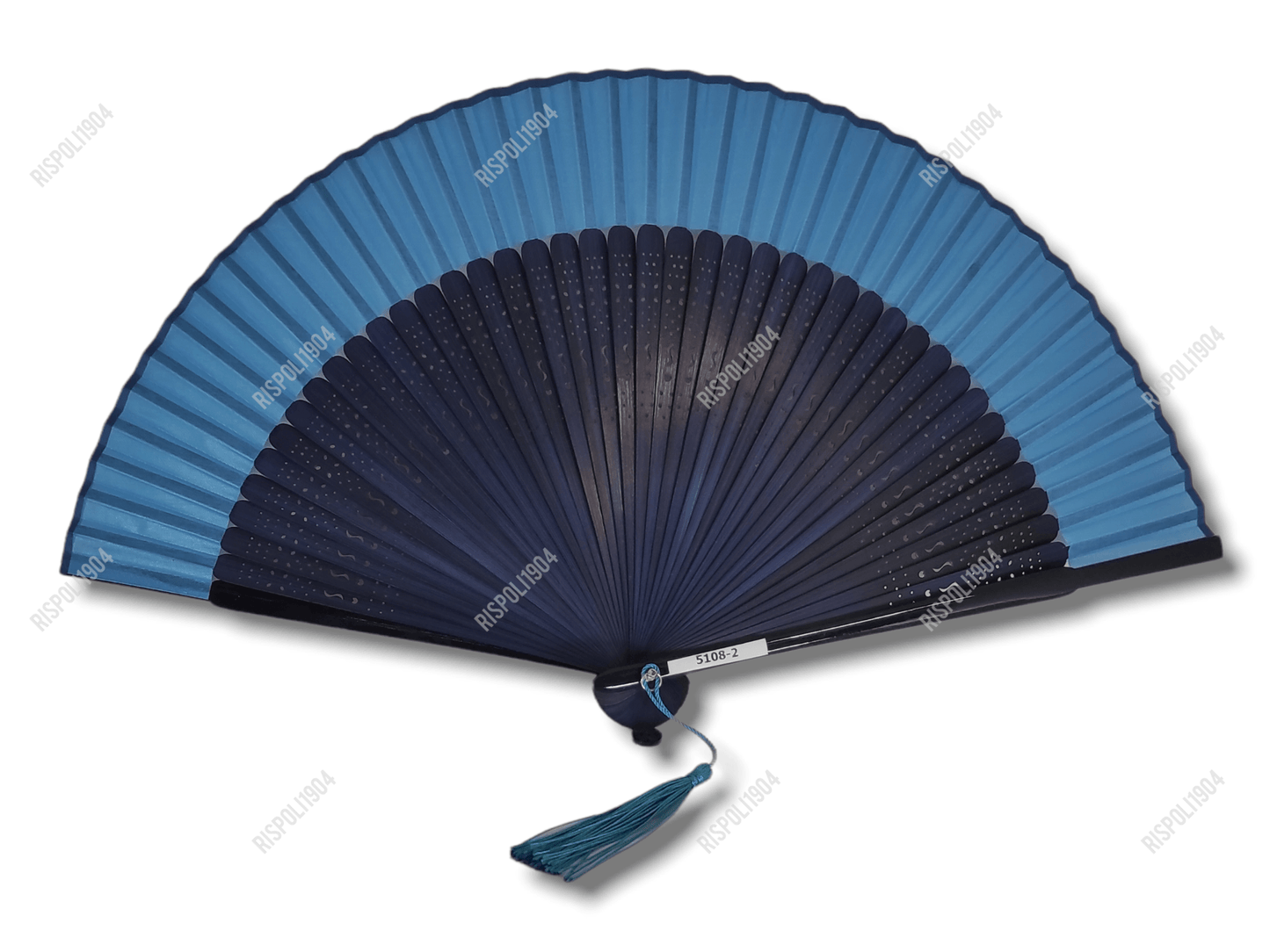 Ventaglio leggerissimo con manico in legno di bamboo e tessuto. Apertura 42 cm. #5108-2 - Merceria Rispoli