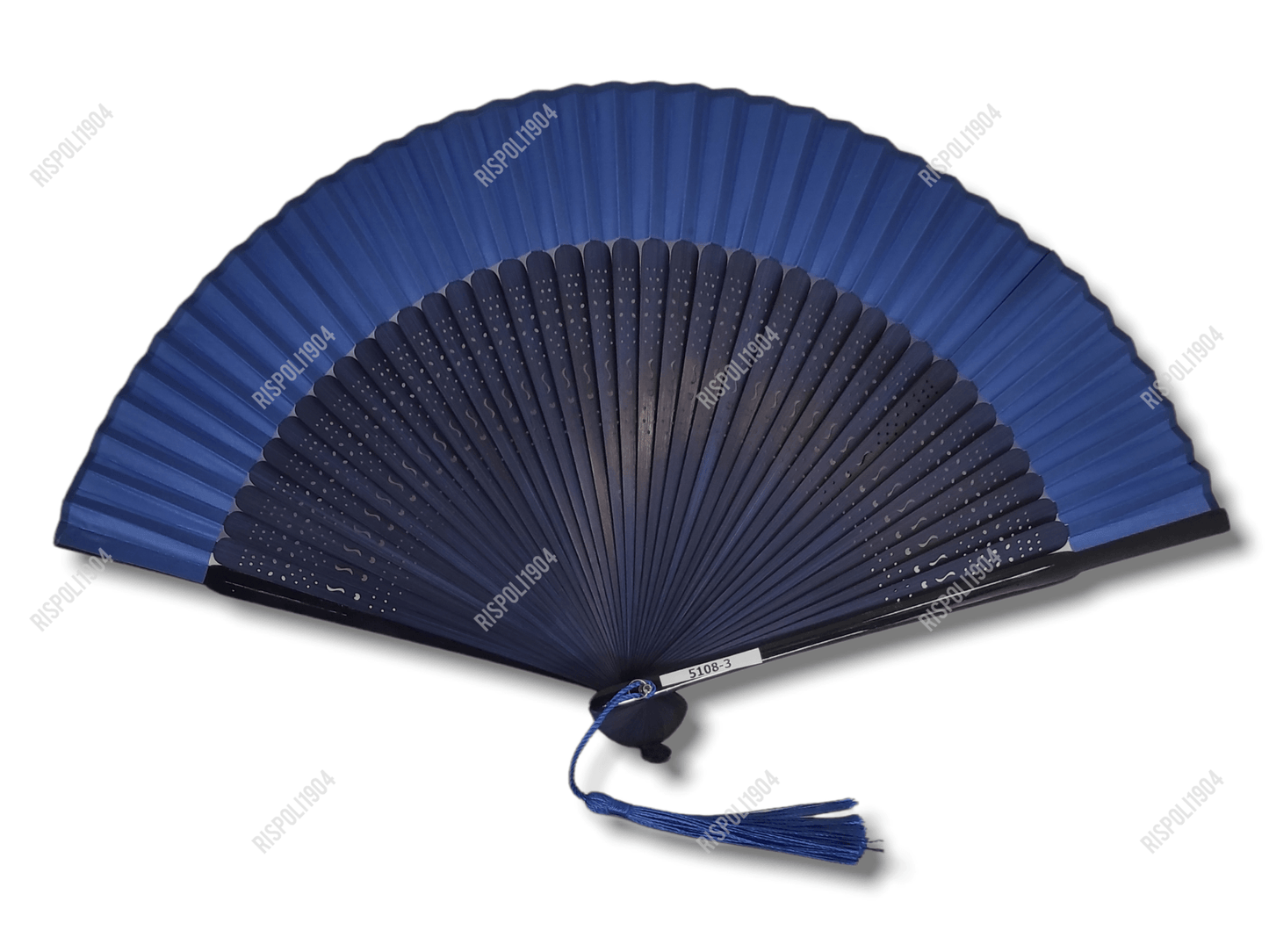 Ventaglio leggerissimo con manico in legno di bamboo e tessuto. Apertura 42 cm. #5108-3 - Merceria Rispoli