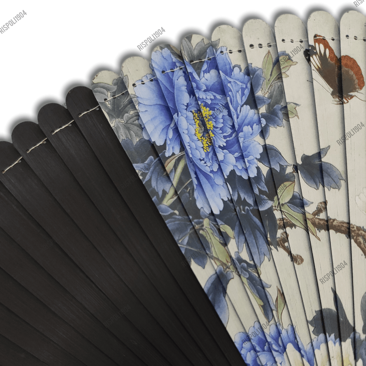 Ventaglio leggero ed elegante in bamboo con stampa digitale. Apertura 37 cm. #5107-2 - Merceria Rispoli