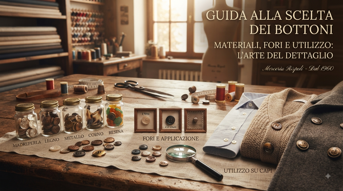 Bottoni: guida alla scelta per materiale, fori e utilizzo
