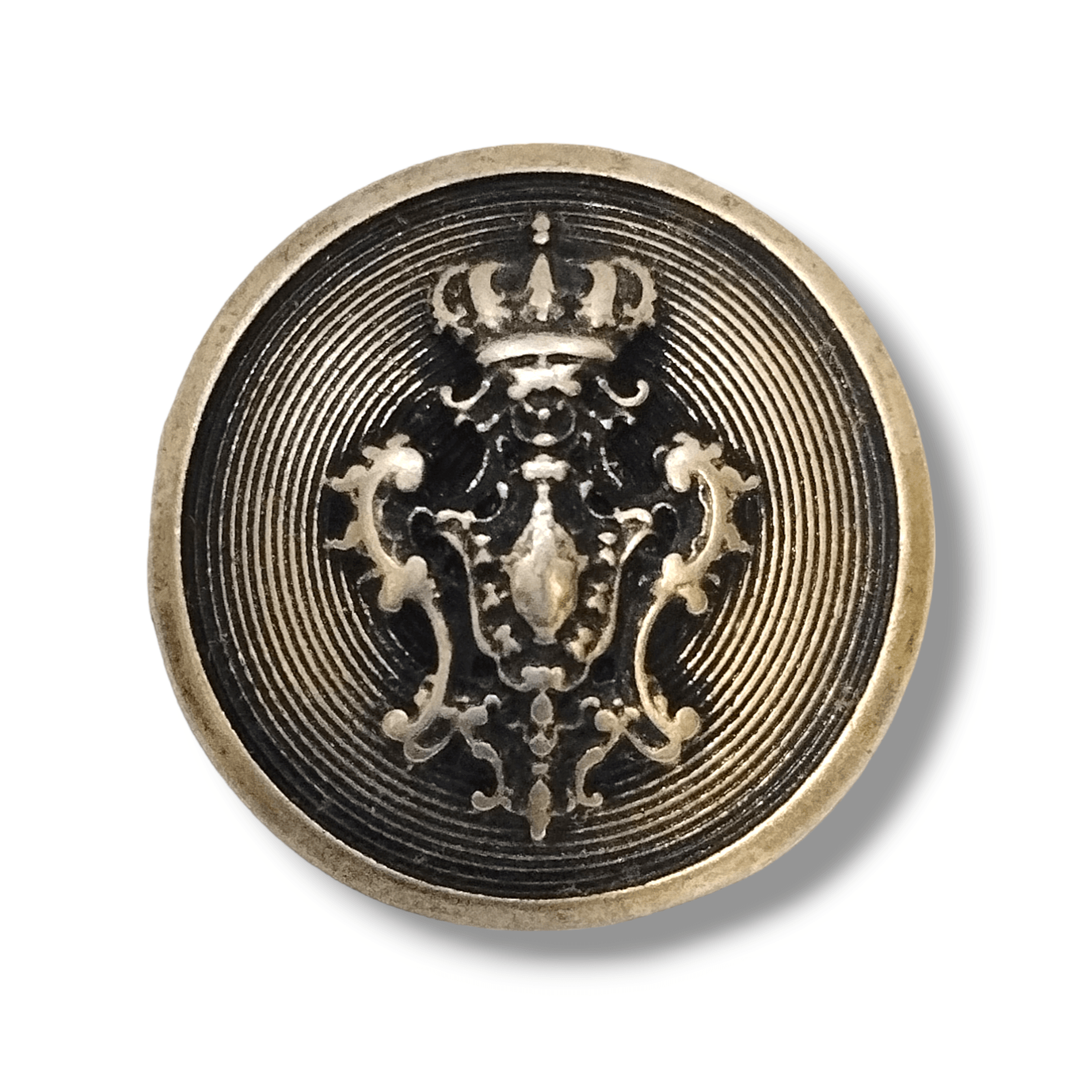 Bottone in metallo con stemma araldico diverse finiture di colore - Merceria Rispoli