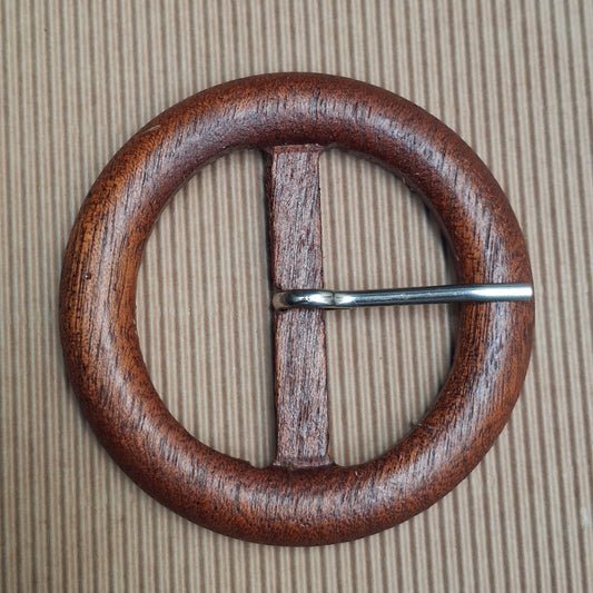 Fibbia Vintage tonda in Legno noce 30 mm