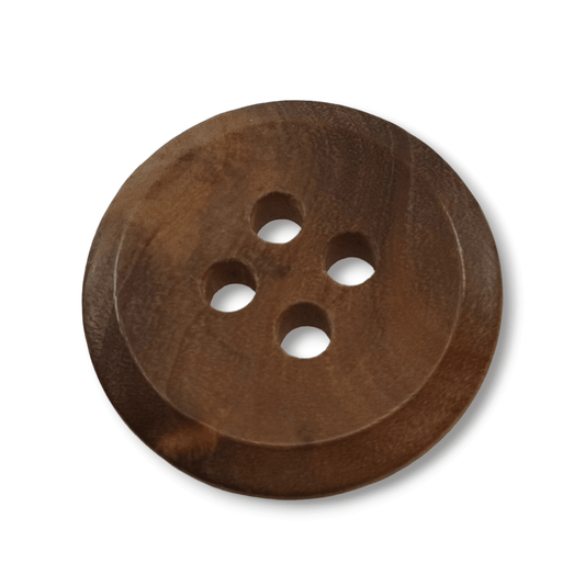Bottone in legno medio a 4 fori liscio con bordo smussato - Merceria Rispoli