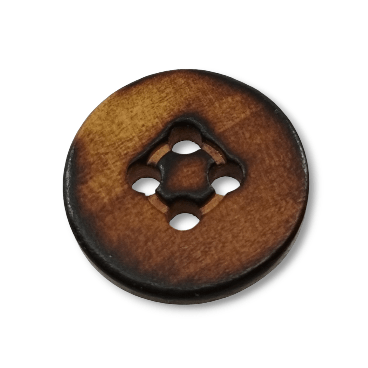 Bottone in legno scuro a 4 fori liscio - Merceria Rispoli