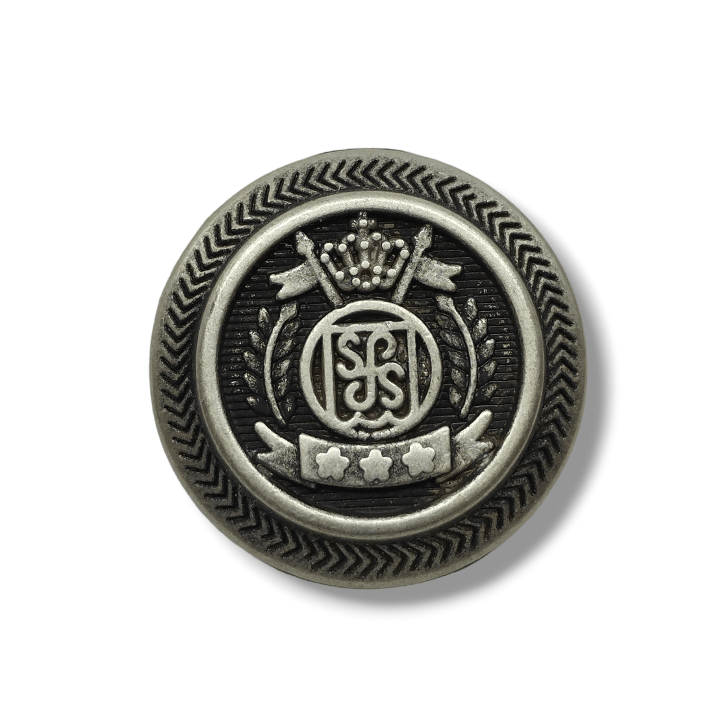 Bottone in metallo argento con stemma - Merceria Rispoli