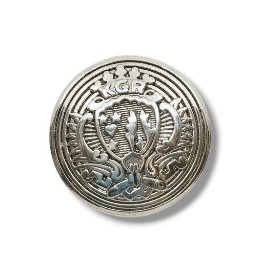 Bottone in metallo argento lucido con stemma - Merceria Rispoli