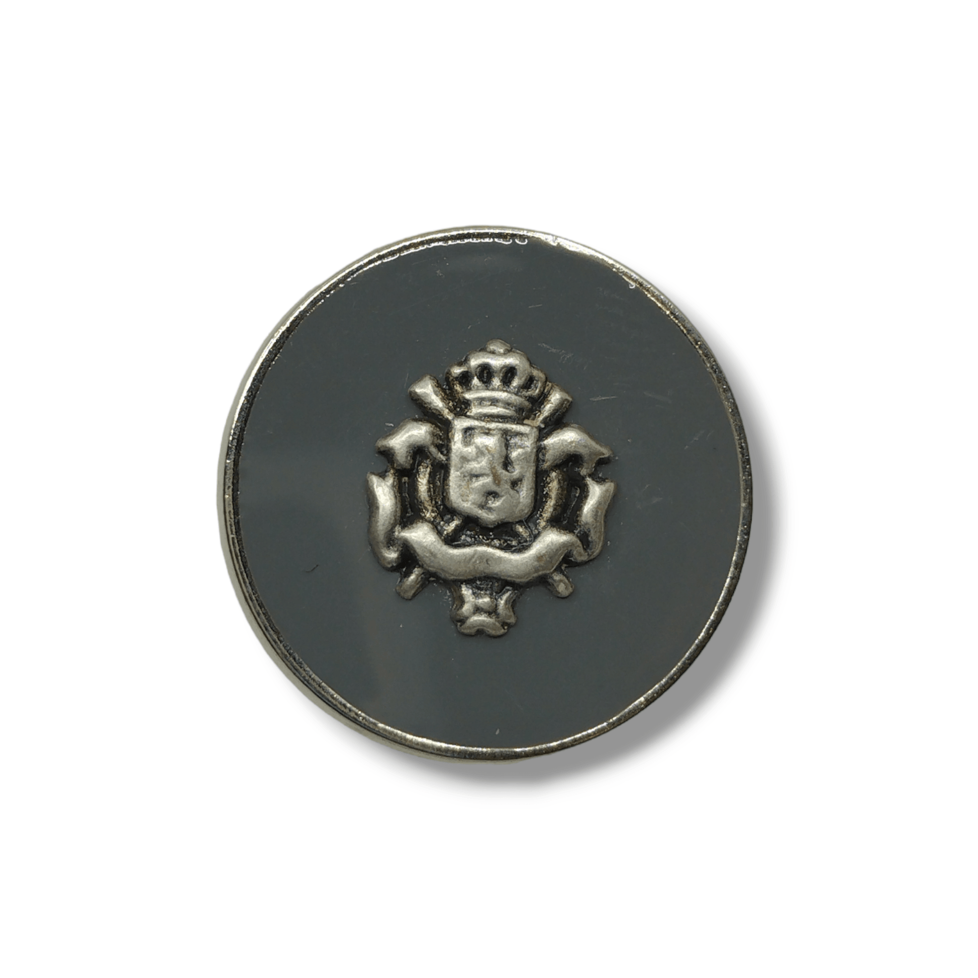 Bottone in metallo e smalto con stemma araldico due colori disponibili - Merceria Rispoli