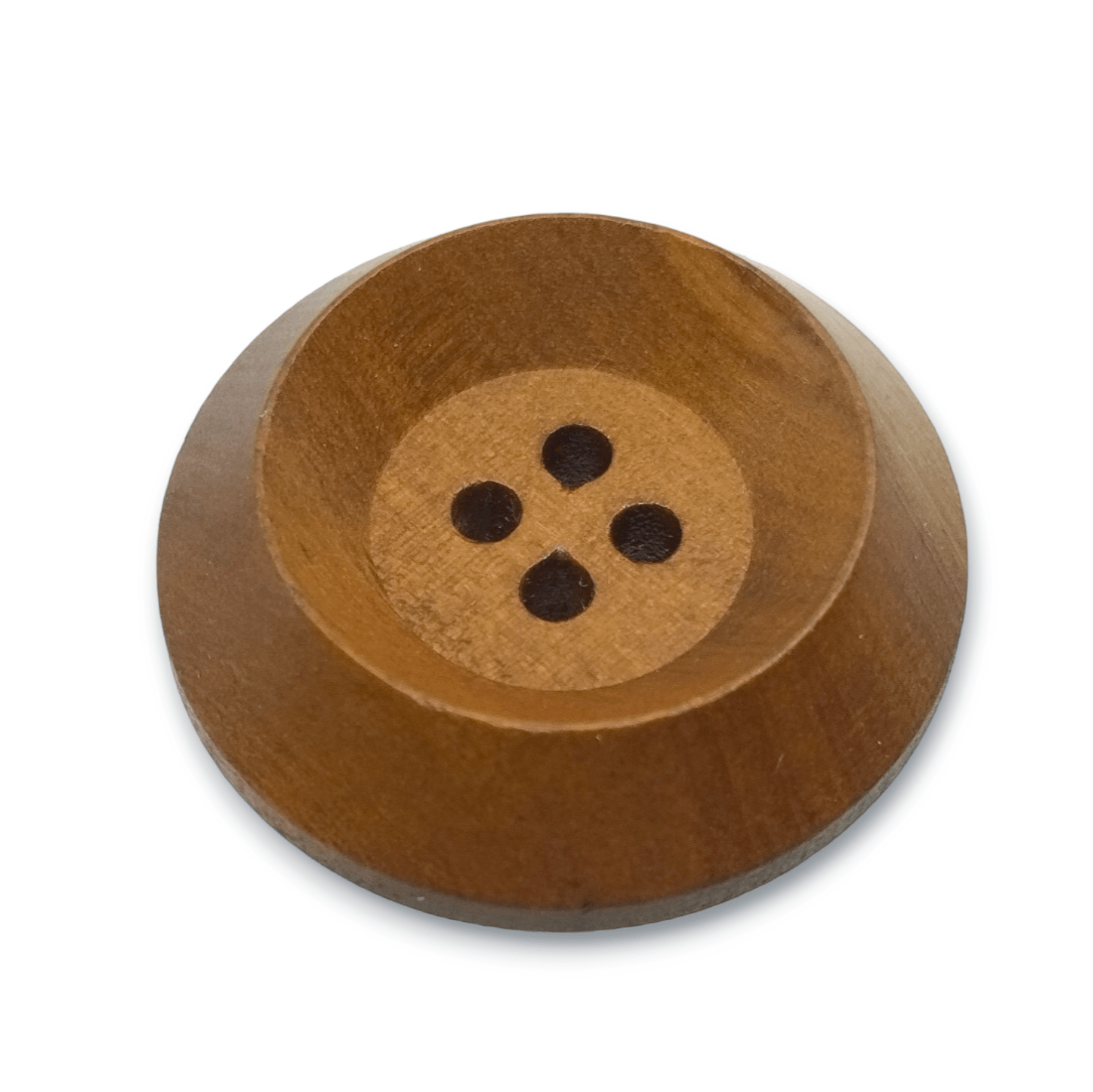 Bottone vintage in legno tonalità media, 4 fori - Merceria Rispoli