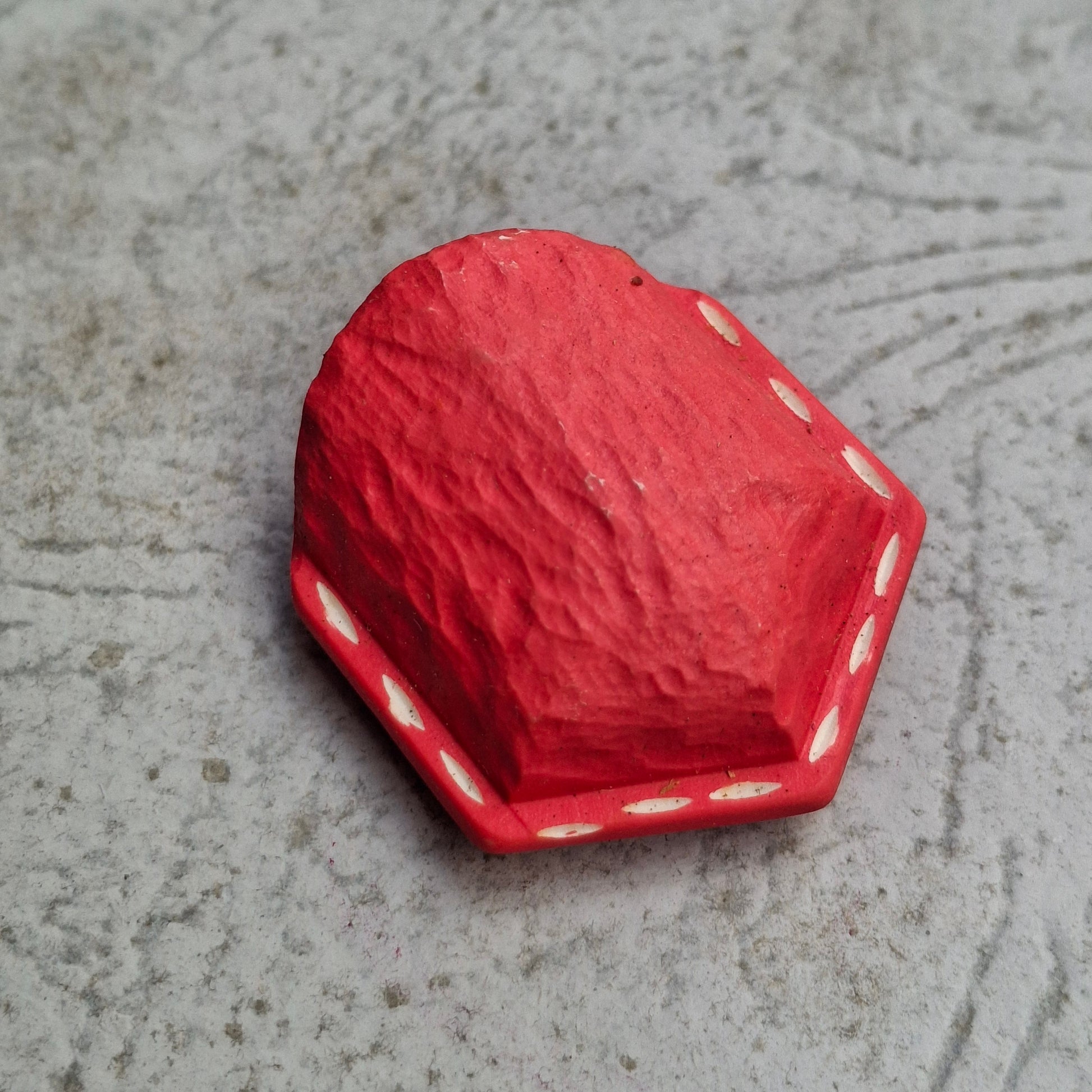 Bottone Cupola Rettangolare con Gambo - rosso - lato