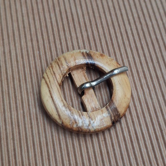 Fibbia Vintage tonda in Legno zebrano chiaro 20 mm