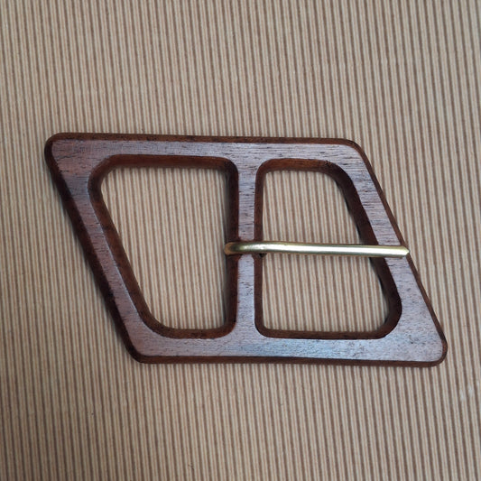 Fibbia Vintage in Legno noce forma trapezio 40 mm