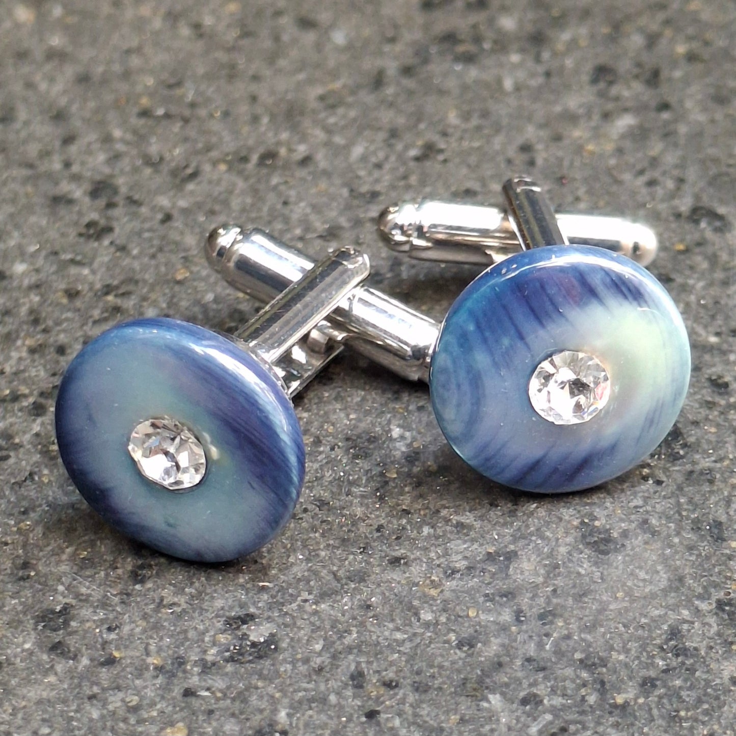 Gemelli da polso in madreperla e strass - vari colori