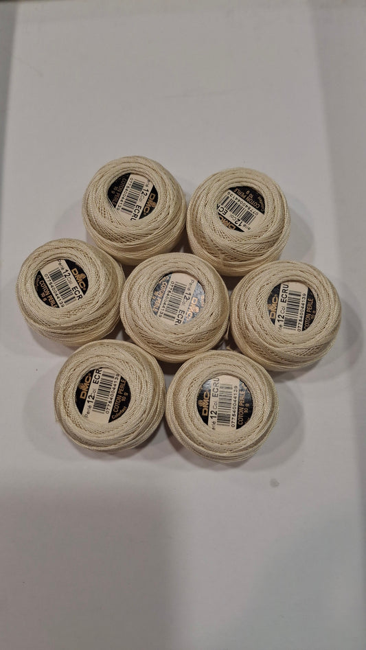 Cotone DMC Perlé in gomitoli – Titolo 12 - Col. ecru - Offerta stock 7 gomitoli