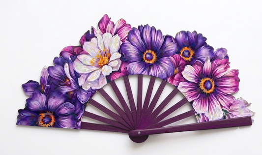 Ventaglio in legno e seta – Anemoni viola