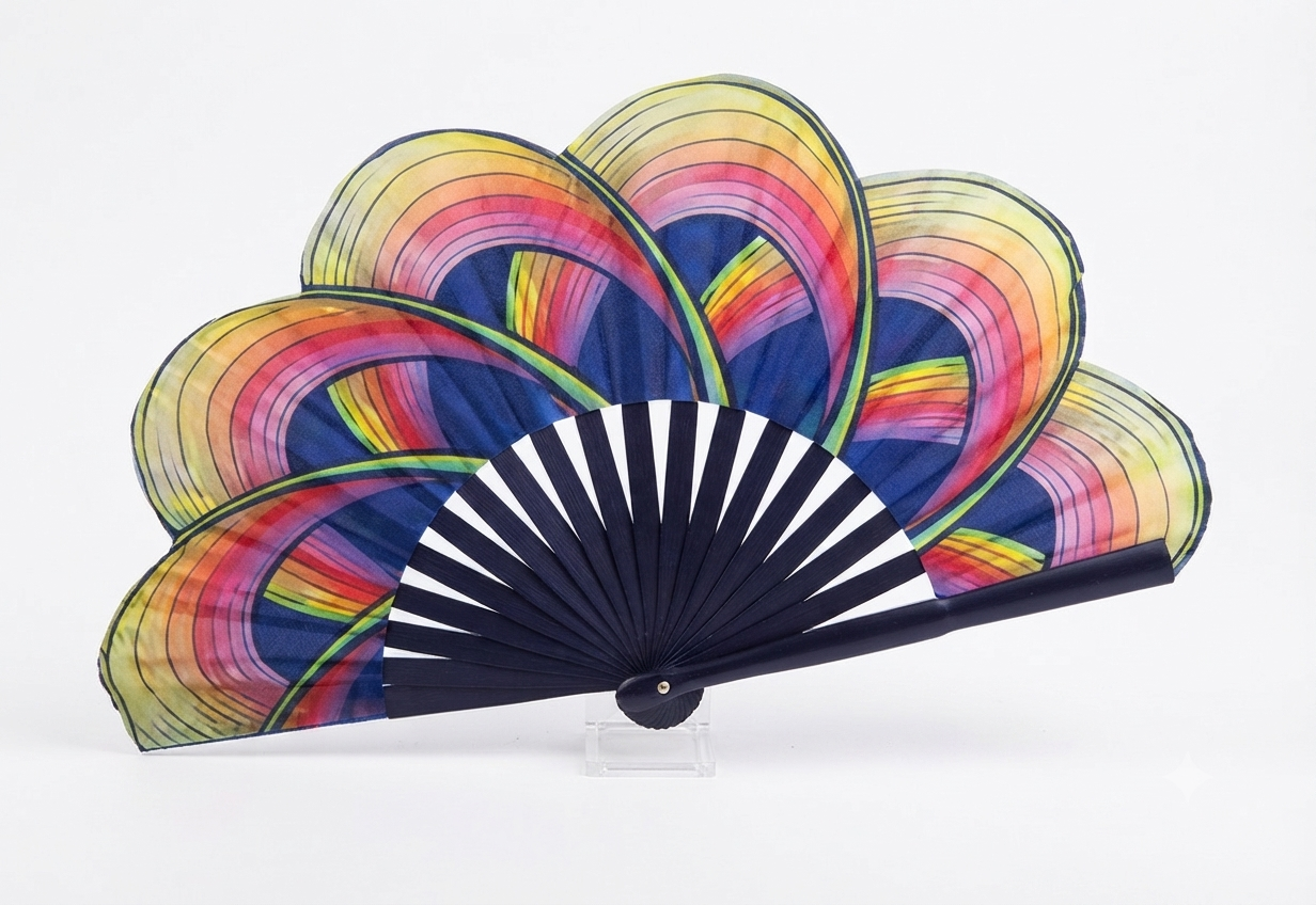 Ventaglio in legno e seta – Archi arcobaleno