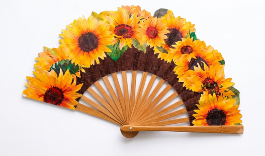 Ventaglio in legno e seta – Girasoli