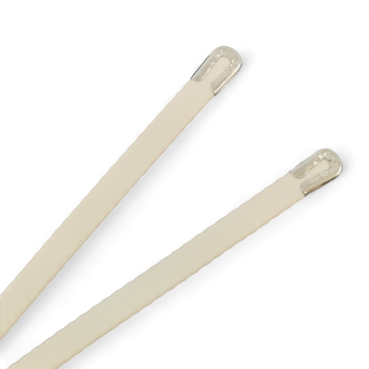 A pair of sheathed custom made flexible sticks 7 mm wide for bodices, corsets, guepieres etc