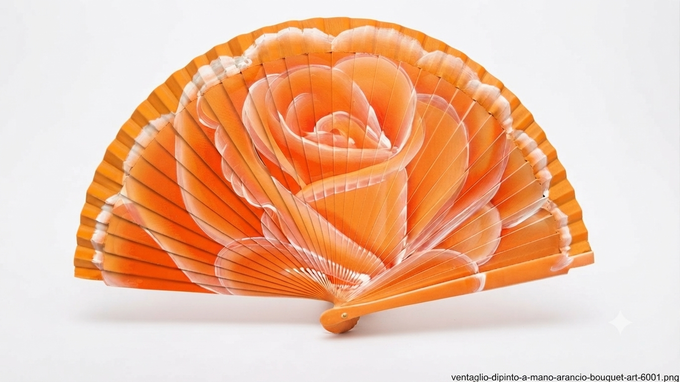 Ventaglio Dipinto a Mano Bouquet Arancio – Art. 6001