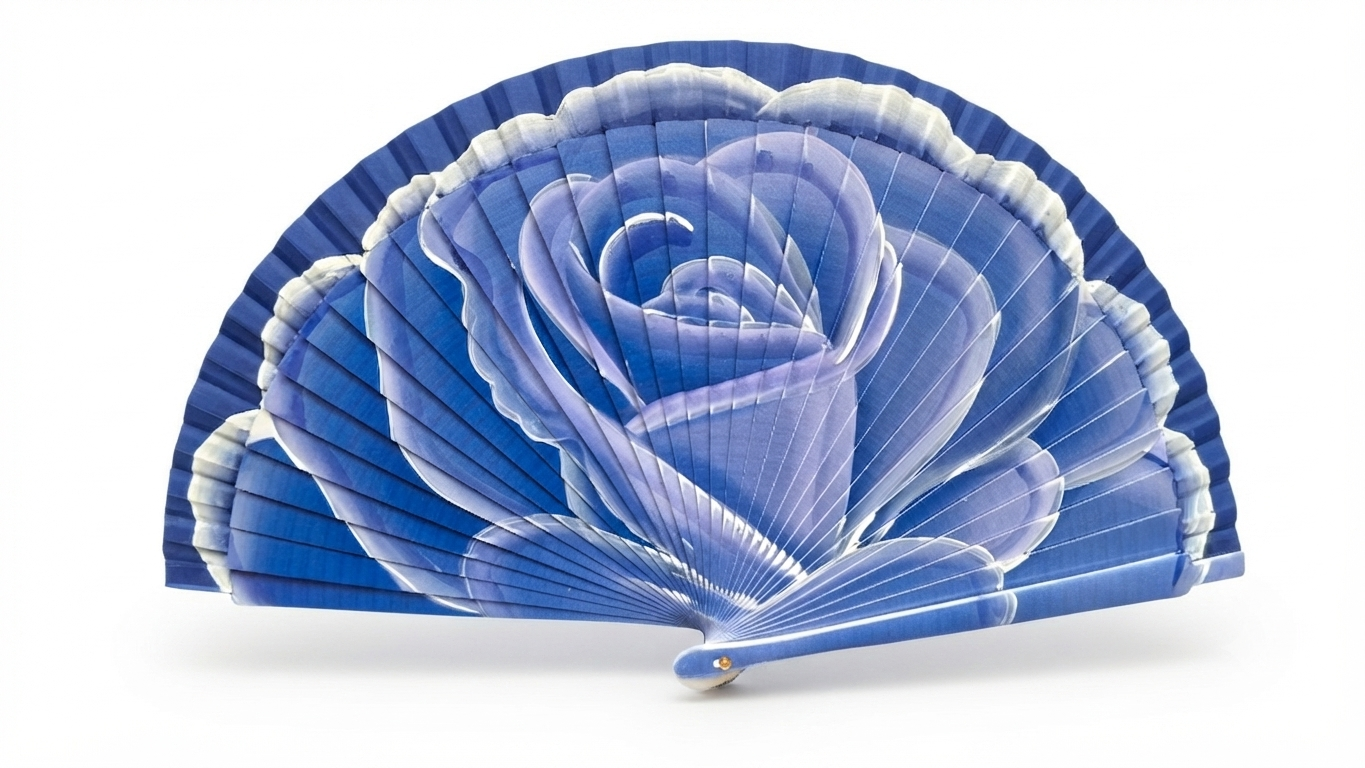 Ventaglio Dipinto a Mano Bouquet Blu Indaco – Art. 6001