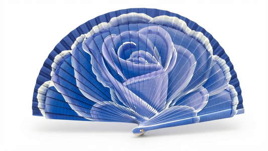 Ventaglio Dipinto a Mano Bouquet Blu Indaco – Art. 6001