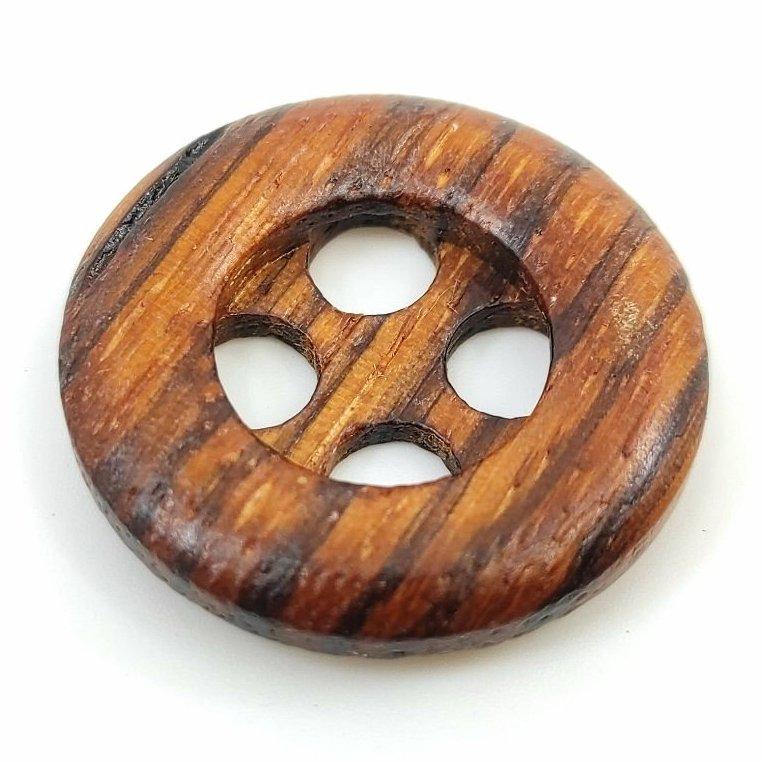 Bottone in legno di zebrano a 4 fori - Merceria Rispoli