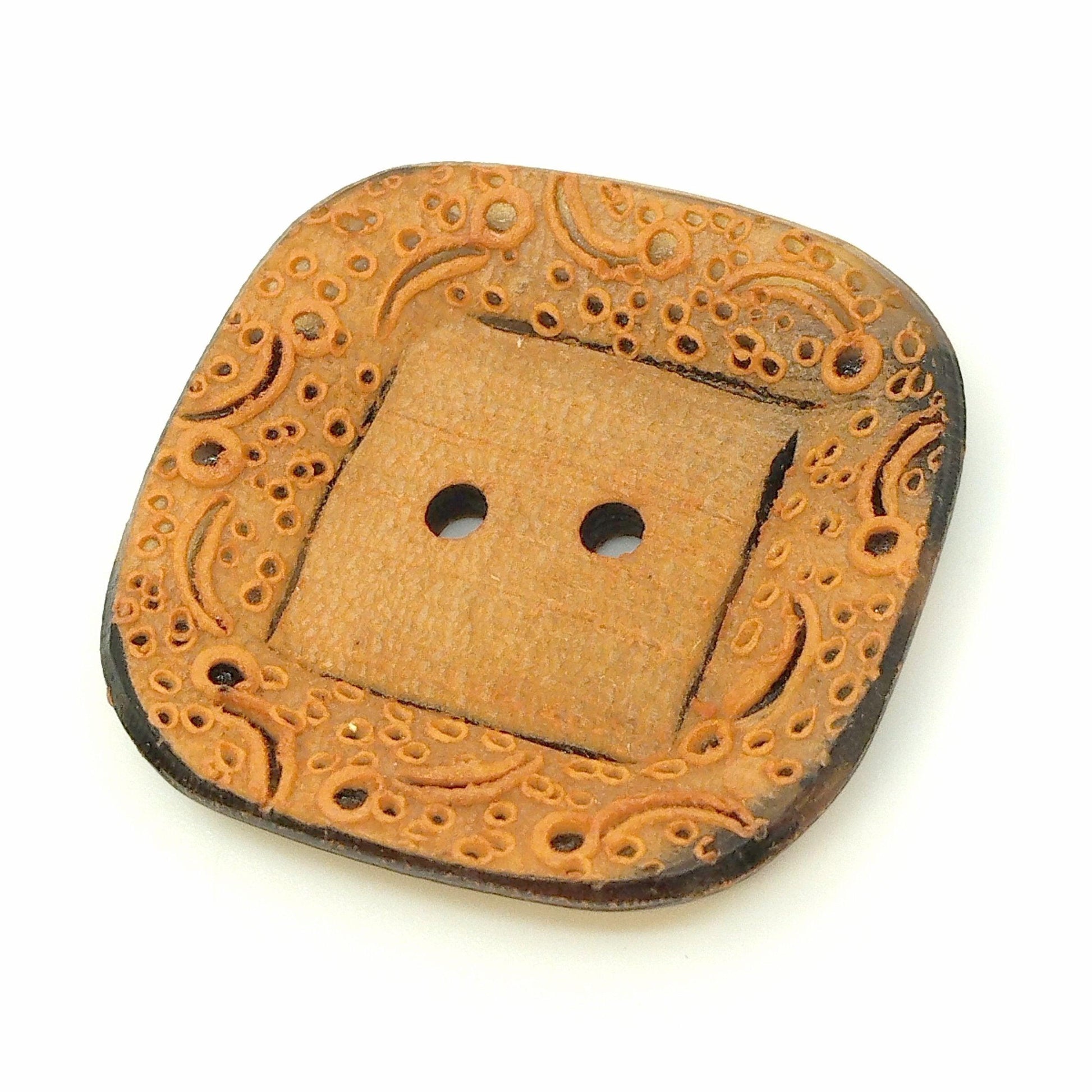 Vintage Galalith Buttons, Square Shape, Two Holes #046 – Merceria