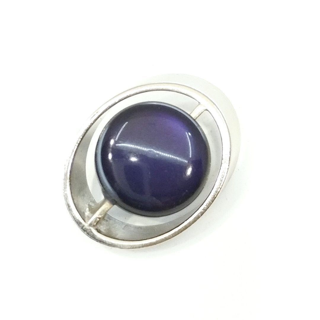Vintage polyester and metal button #043