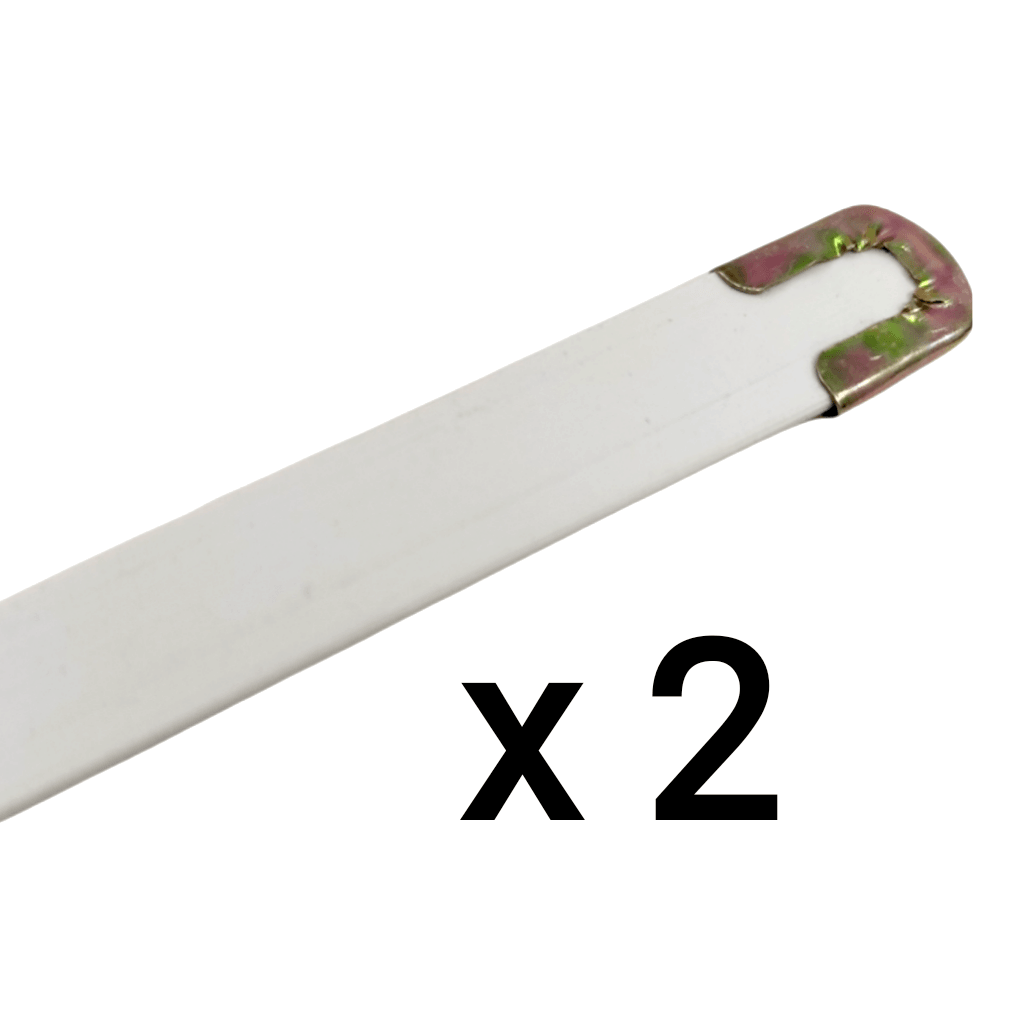 Due stecche in acciaio ricoperto, 8 x 0,50 mm - colore bianco, per corsetteria, ortopedia e abiti da sposa - Merceria Rispoli