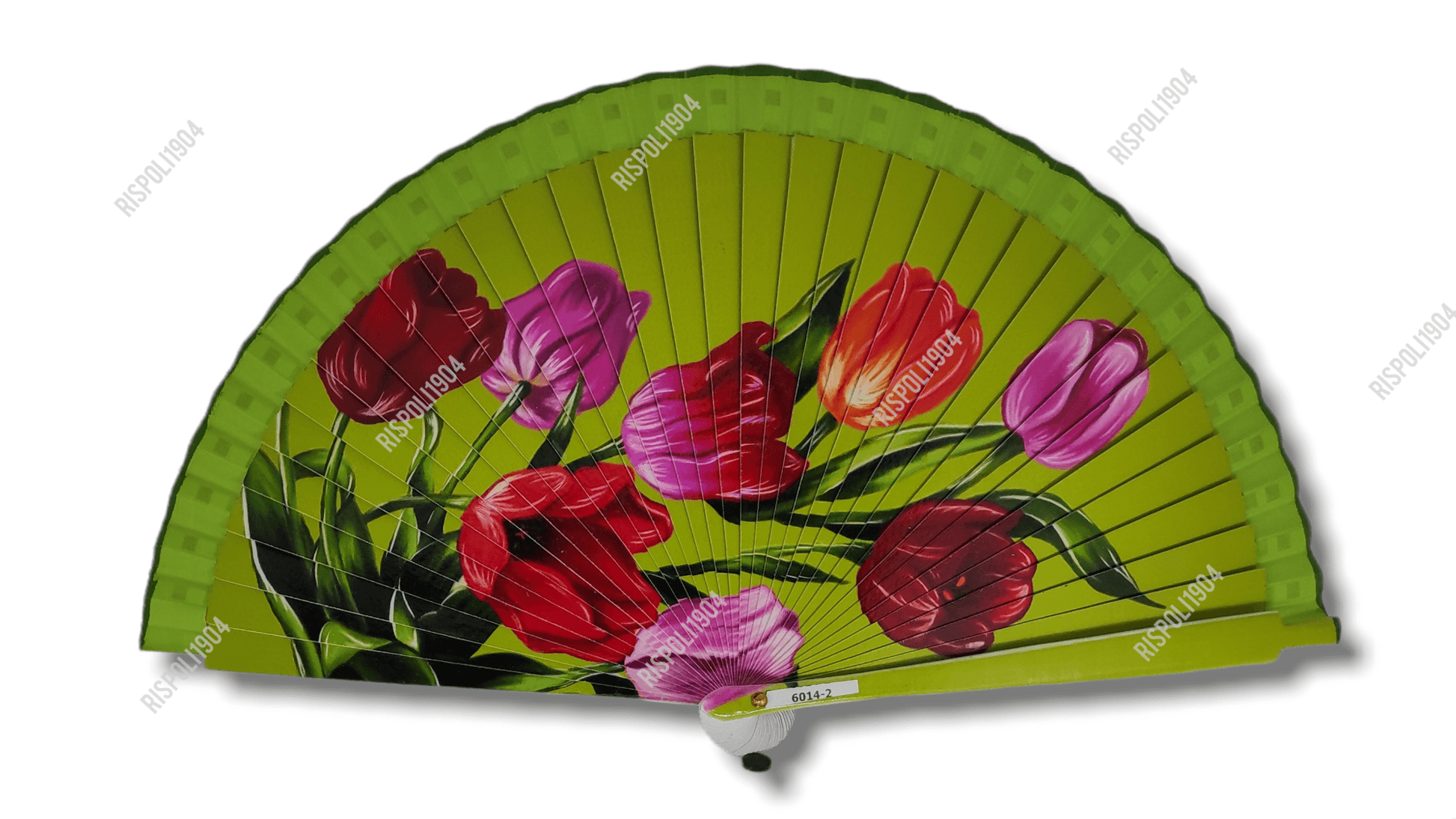 Ventaglio in legno stampa digitale tulipani. Apertura 42 cm. #6014-2 - Merceria Rispoli