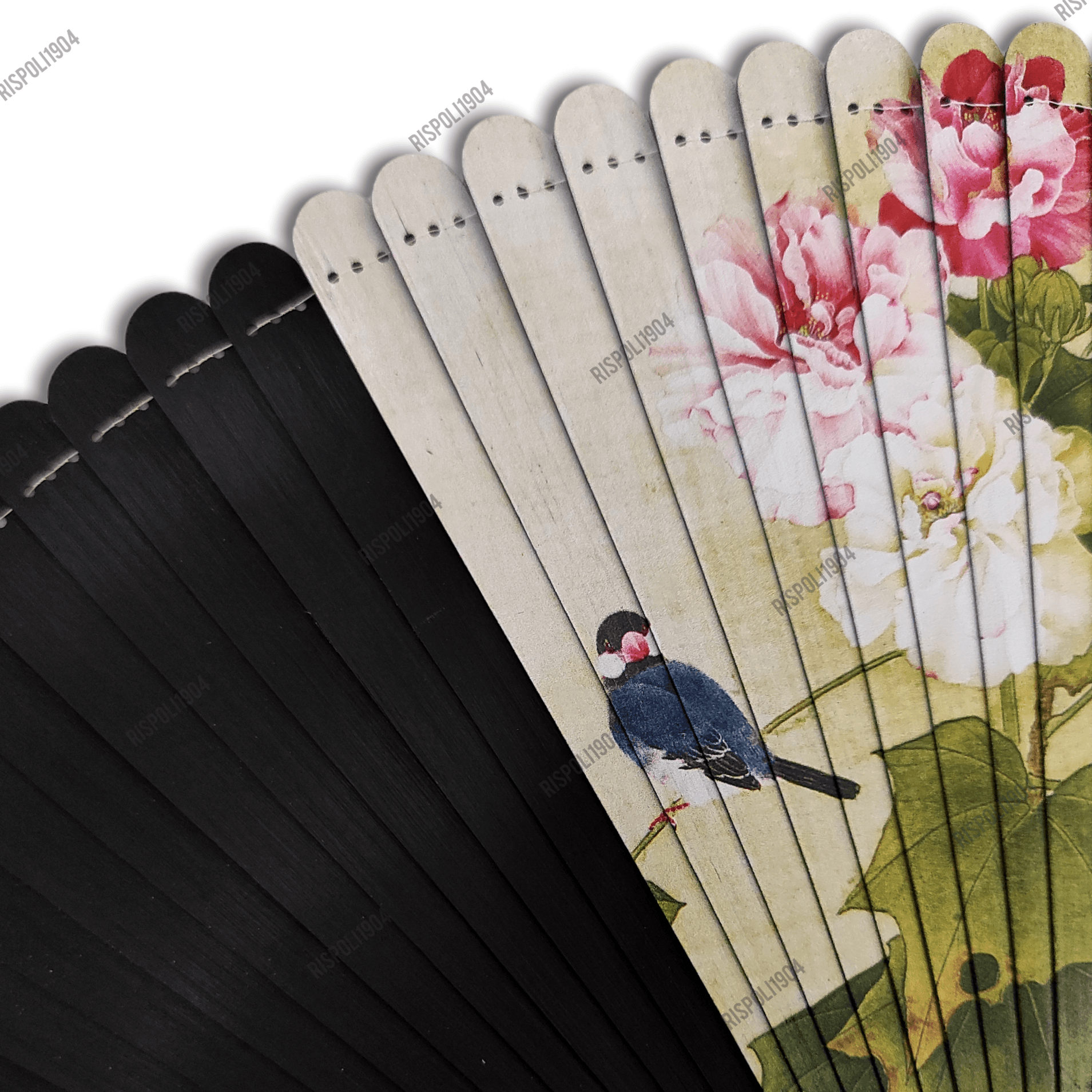Ventaglio leggero ed elegante in bamboo con stampa digitale. Apertura 37 cm. #5107-4 - Merceria Rispoli